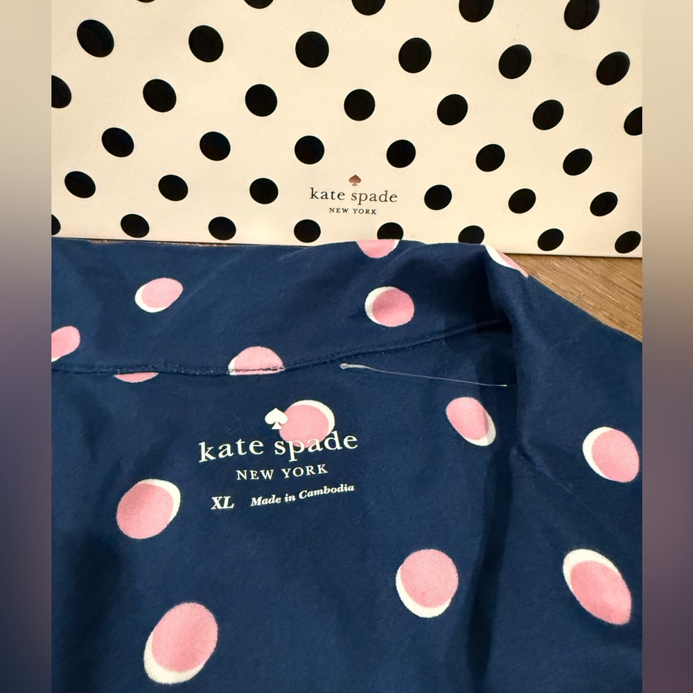 kate spade Navy with Pink Polka Dot Short Pajama Set - Picture 2 of 7
